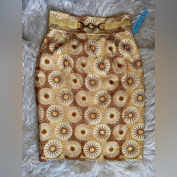 ANTONIO MELANI Dresses & Skirts - New Antonio Melani Elegant Yellow Pencil Crochet Skirt, Size 0, $120